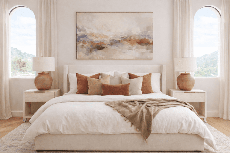 Light and bright staged primary suite