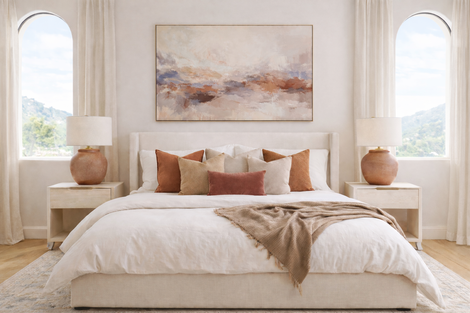 Light and bright staged primary suite