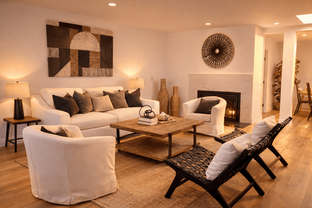 home staging of a living room in a home in west la palms area