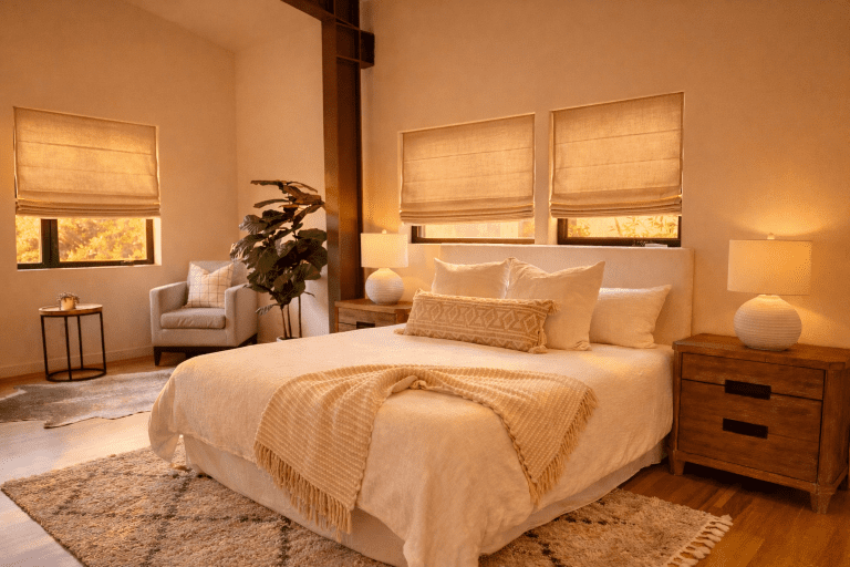 home staging of a primary suite in a home in venice beach