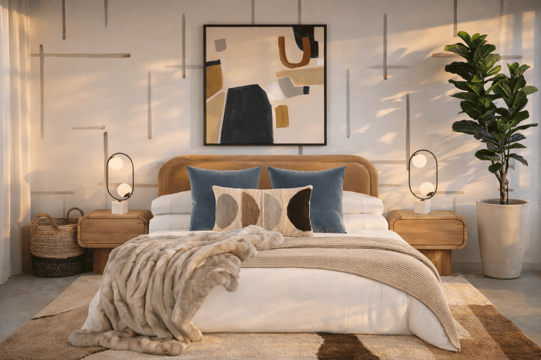 interior decoration of a primary suite in a home in playa del rey