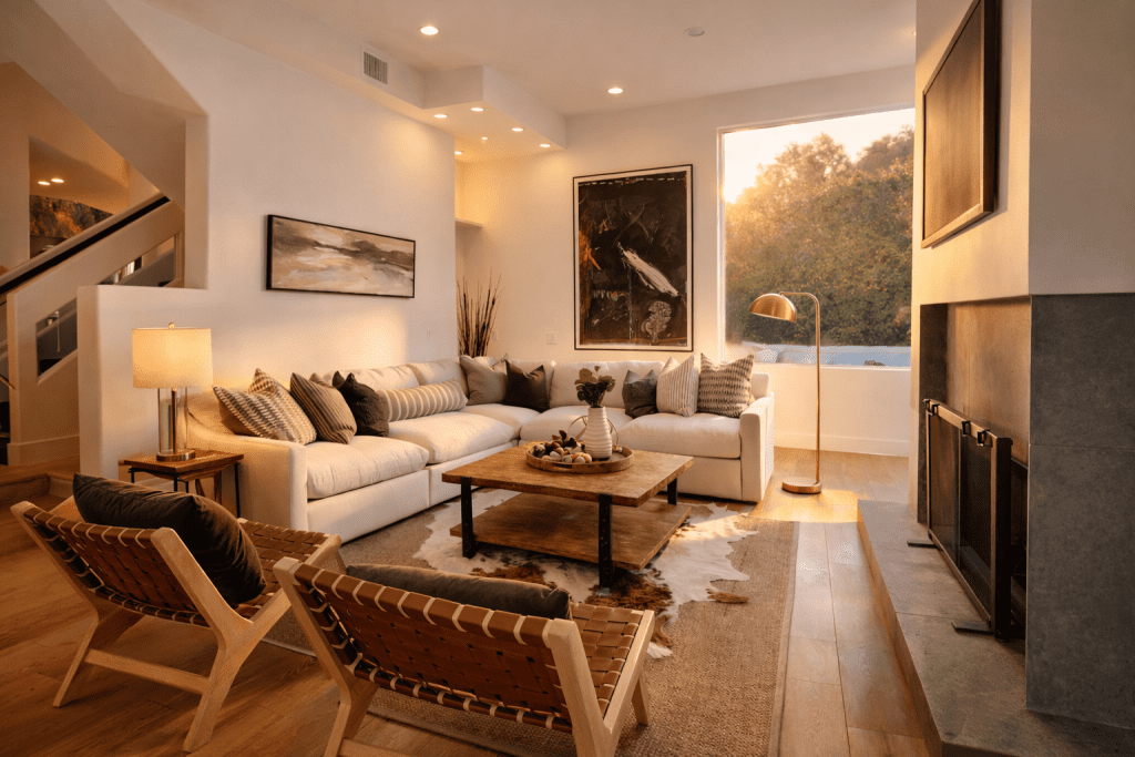 luxury home staging of a family room in a home in palisades highlands