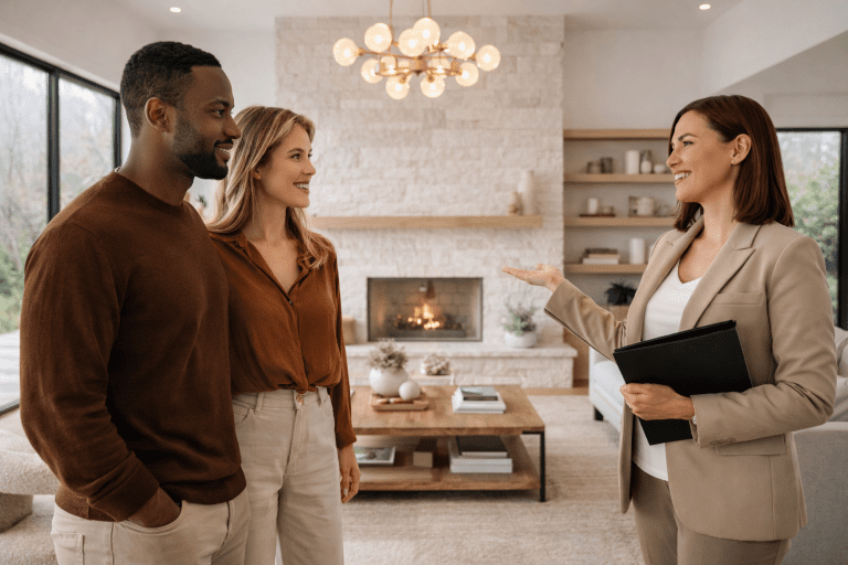 Couple touring a home for sale