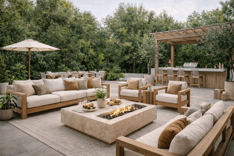Staged outdoor living space