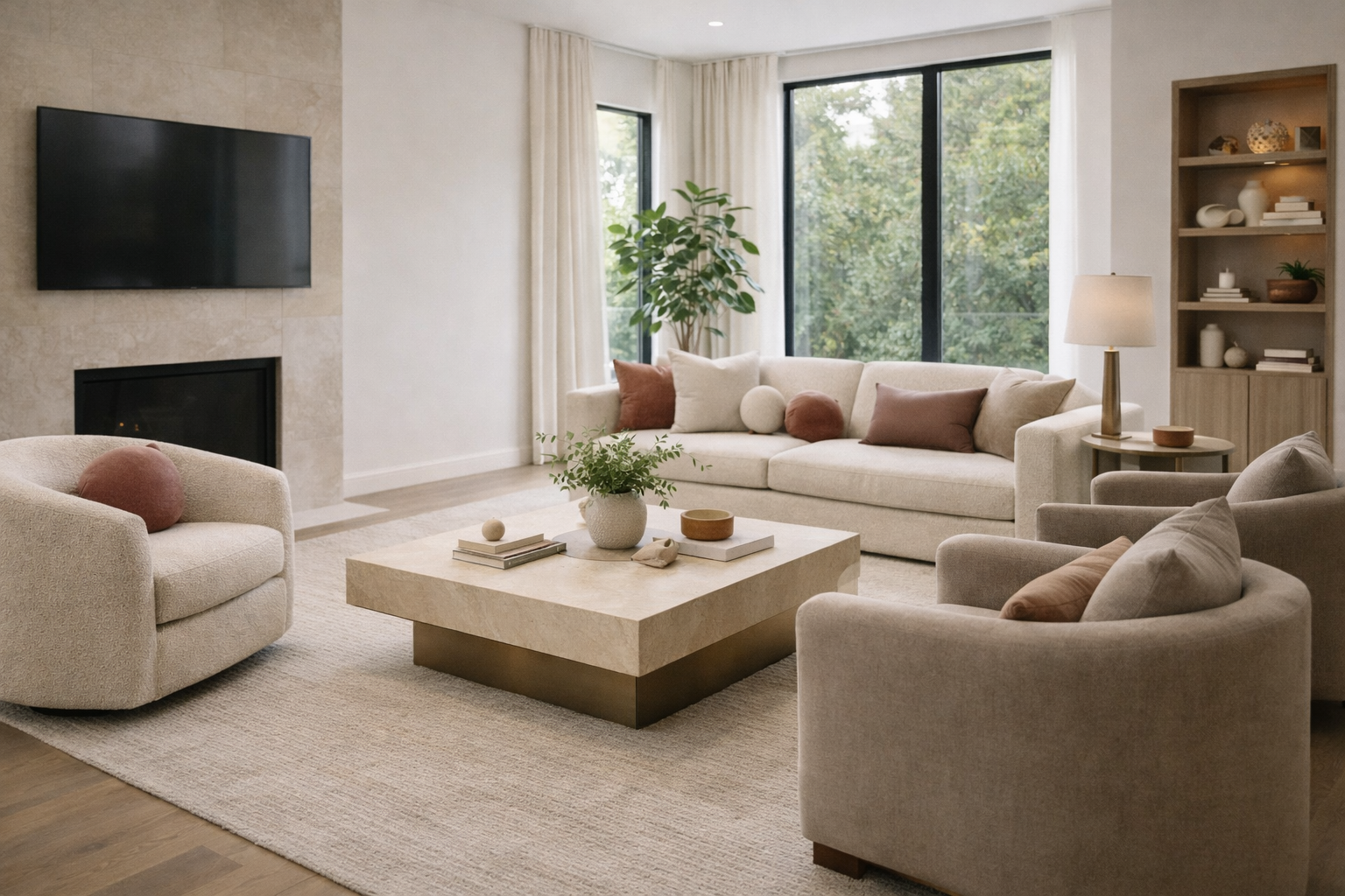 Soft contemporary living space