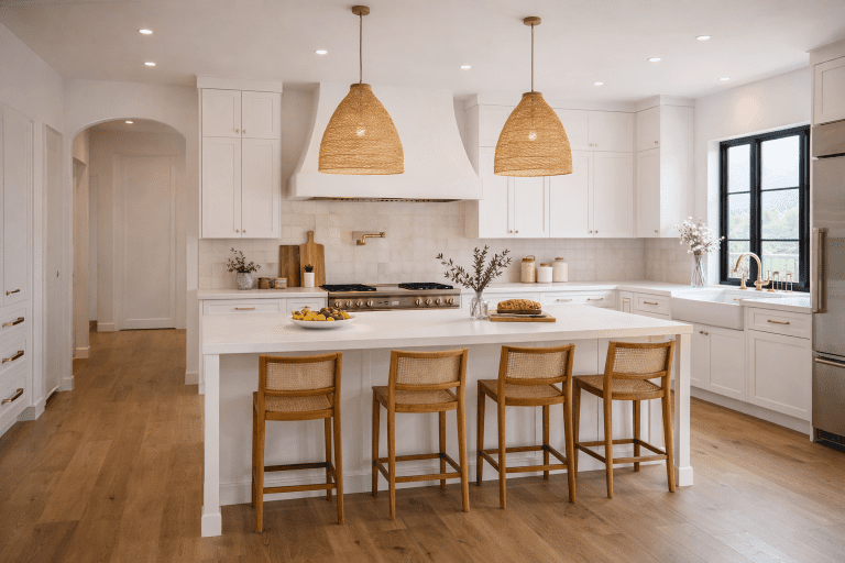 Staged kitchen in mediterranean home
