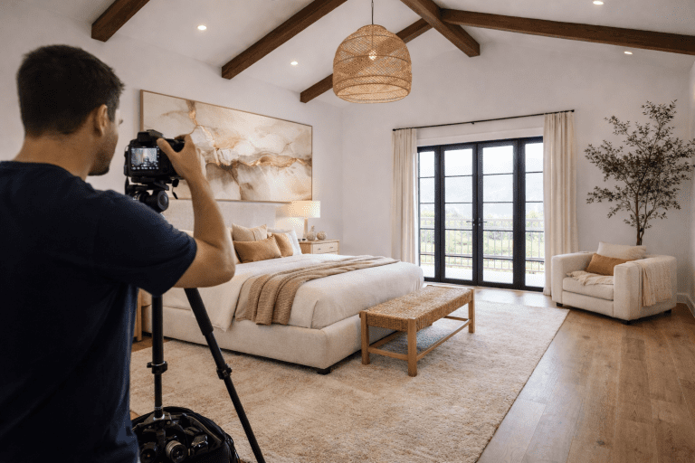 Staged Primary Suite Being Photographed