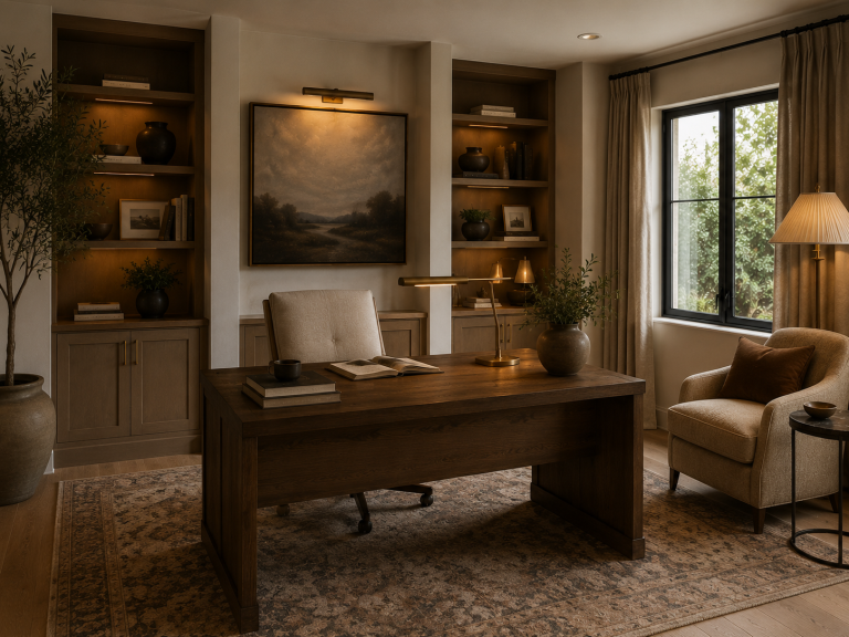 Warm elevated staged home office
