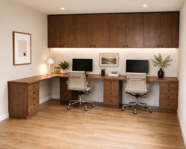 Pacific Palisades Office Custom Build Desk - KMW Interiors Pacific Palisades Office Custom Build Desk - KMW Interiors