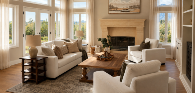 Malibu Transitional Mediterranean Family Room Home Staging - KMW Interiors Malibu Transitional Mediterranean Family Room Home Staging - KMW Interiors