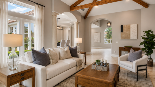 Malibu Transitional Mediterranean Living Room Home Staging - KMW Interiors Malibu Transitional Mediterranean Living Room Home Staging - KMW Interiors