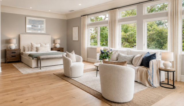 Malibu Transitional Mediterranean Primary Suite Home Staging - KMW Interiors Malibu Transitional Mediterranean Primary Suite Home Staging - KMW Interiors