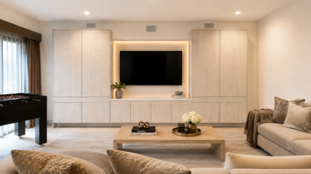 Pacific Palisades Custom Den Media Built-In - KMW Interiors Pacific Palisades Custom Den Media Built-In - KMW Interiors