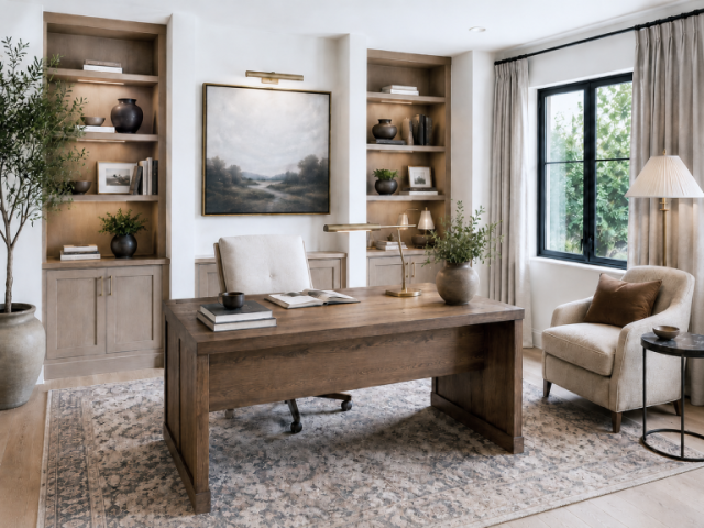 Brentwood Modern Mediterranean Home Office Interior Design - KMW Interiors Brentwood Modern Mediterranean Home Office Interior Design - KMW Interiors
