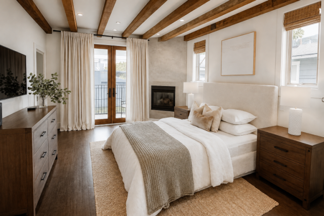 Venice Beach Coastal Primary Suite Home Staging - KMW Interiors Venice Beach Coastal Primary Suite Home Staging - KMW Interiors