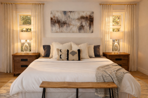 Primary Suite - Coastal Transitional Home Staging, Palms